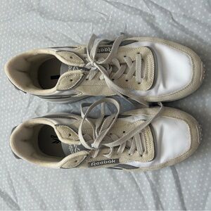 Reebok White Cream and Gray Comfort Footbed Sneakers